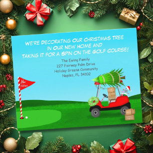 Postal De Anuncios Carro de Golf de Navidad con Cajas en Movimiento e