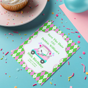 Postal De Anuncios Carro de Golf Elegante Listo Para Cumpleaños de Mu