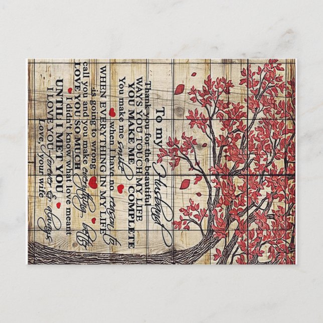 Postal De Anuncios Carta a mi esposo, regalo de nueva casa (Anverso)