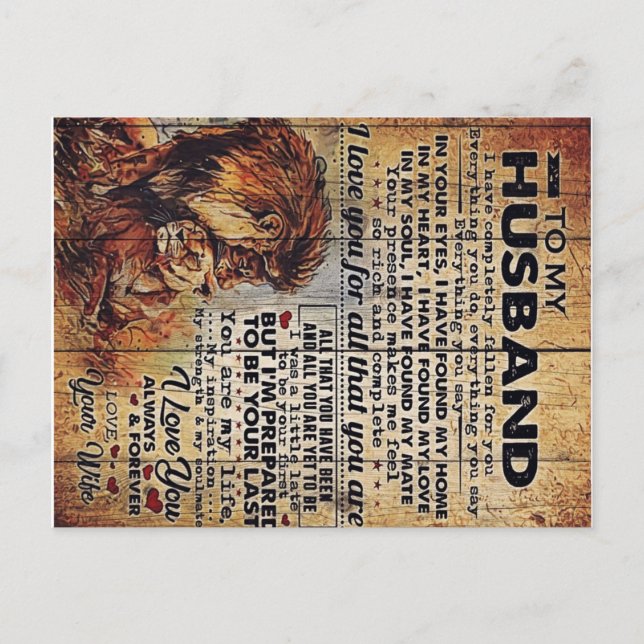 Postal De Anuncios Carta Adorable Para el Esposo | Regalo Encantador  (Anverso)