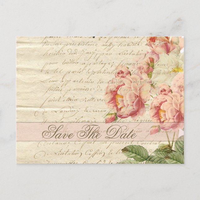 Postal De Anuncios Carta de época francesa y Rosas salvan la fecha (Anverso)