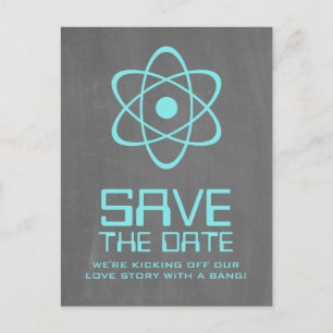 Postal De Anuncios Cartón atómico Aqua Save the Date Postcard