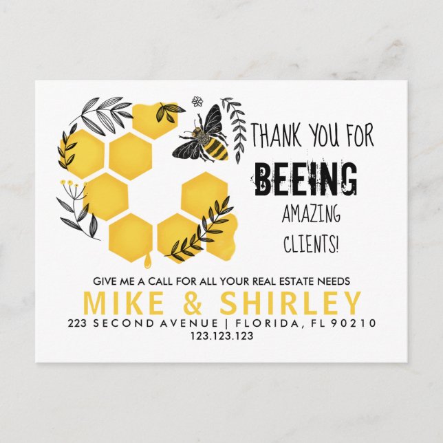 Postal De Anuncios Casa abierta de bienes raíces Abeja Pop por Tarjet (Anverso)