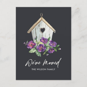 POSTAL DE ANUNCIOS CASA DE AVES RÚSTICA FLORAL NEGRA MOVILIZANDO NUEV