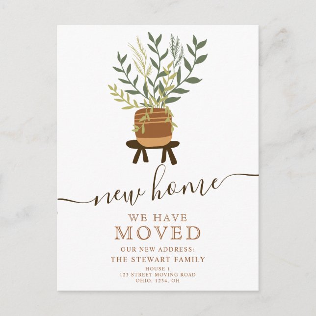 Postal De Anuncios Casa de maceta de planta retro boho tierra regalo  (Anverso)
