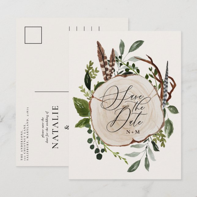 Postal De Anuncios Casamiento rústico elegante  (Anverso / Reverso)