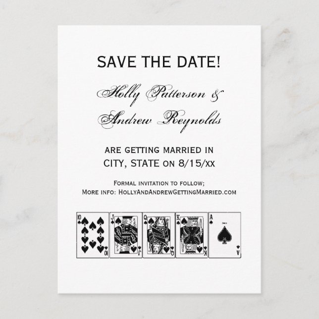 Postal De Anuncios Casino Night Poker Royal Straight Flush Spades (Anverso)