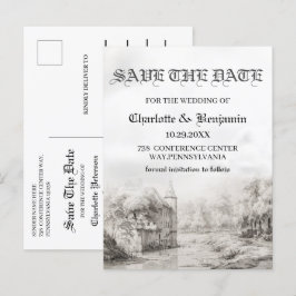 Postal De Anuncios Castillo de cuento de hadas Boda Vintage Guardar