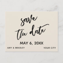 Casual Handwriting Cream Wedding Save the Date