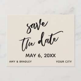 Postal De Anuncios Casual Handwriting Cream Wedding Save the Date