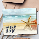 Postal De Anuncios Casual Starfish Beach Wedding Save the Date<br><div class="desc">Casual Starfish Beach Destination Wedding salve las postales de fecha perfectas para tu boda tropical,  playa o destino costero. Personalizar la parte delantera y trasera de esta playa guardar las postales de fecha con sus nombres,  fecha de boda y ubicación.</div>