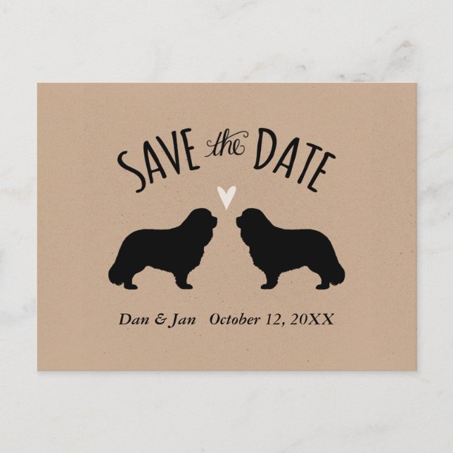 Postal De Anuncios Cavalier King Charles Wedding Salva la fecha (Anverso)