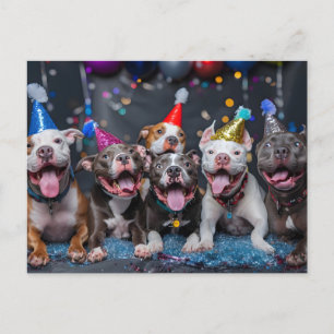 Postal De Anuncios Celebra el Año Nuevo y las Fiestas con Perros Pitb