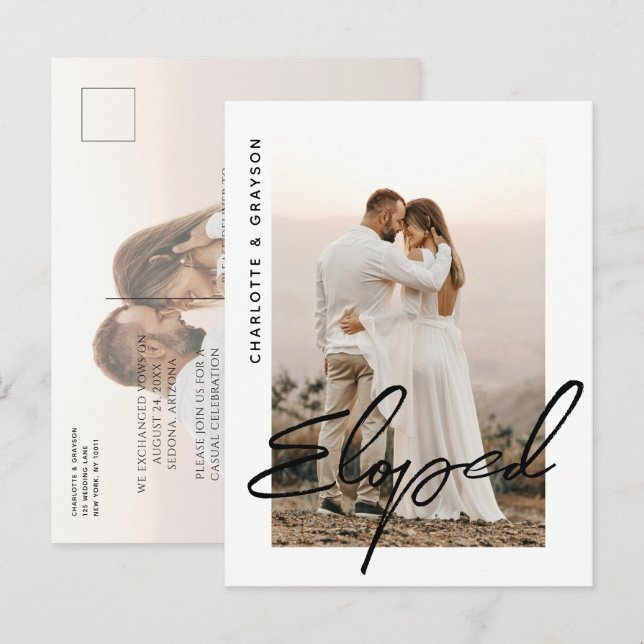 Postal De Anuncios Celebración de Boda Fugada Foto Recién Casados (Anverso / Reverso)