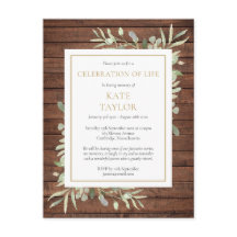 Celebración de la vida funeral de madera rústica c
