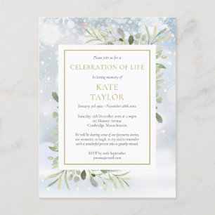 Postal De Anuncios Celebración de la vida funeral de vegetación inver