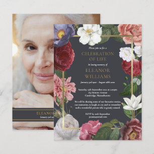 Postal De Anuncios Celebración de la Vida Rosa Floral Foto