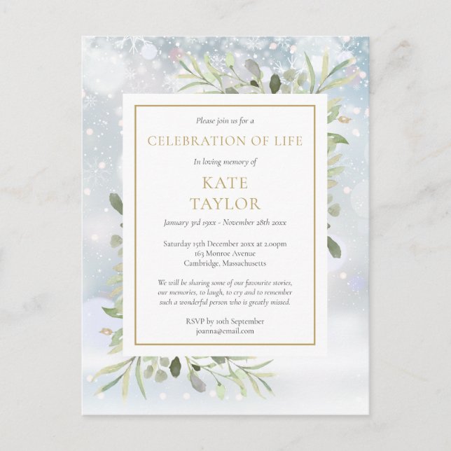 Postal De Anuncios Celebración del funeral de la vida por la vegetaci (Anverso)