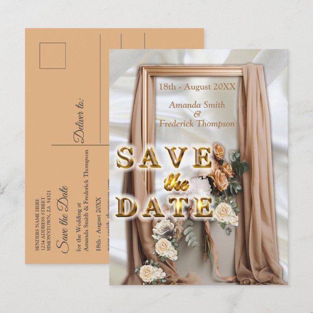 Postal De Anuncios Celebraciones con Flores Blancas alrededor de seda (Anverso / Reverso)