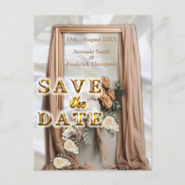 Postal De Anuncios Celebraciones con Flores Blancas alrededor de seda