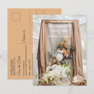 Postal De Anuncios Celebraciones con flores blancas alrededor de seda