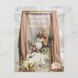 Postal De Anuncios Celebraciones con flores blancas alrededor de seda