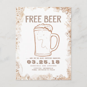 Postal De Anuncios Cerveza libre   Rústico gracioso salva la fecha