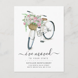 Postal De Anuncios Cesta Floral Rosa Blanca Bicicleta Blanca en Movim