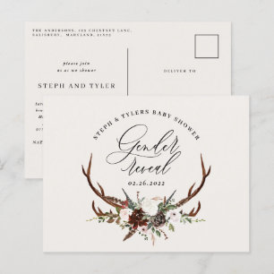 Postal De Anuncios Chalet rústico  revelación de género de venado bab