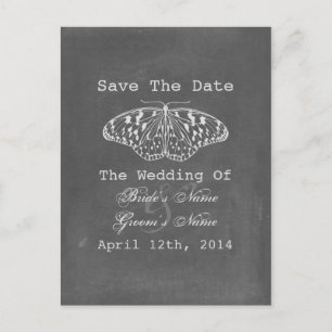 Postal De Anuncios Chalk Inspired Butterfly Save The Date