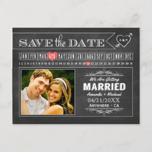 Postal De Anuncios Chalkboard Calendar Photo Save the Date Cards (Gua