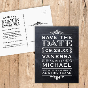 Postal De Anuncios Chalkboard Modern Vintage Save the Date