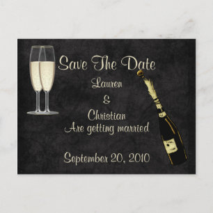 Postal De Anuncios Champagne Save The Date (Negro)