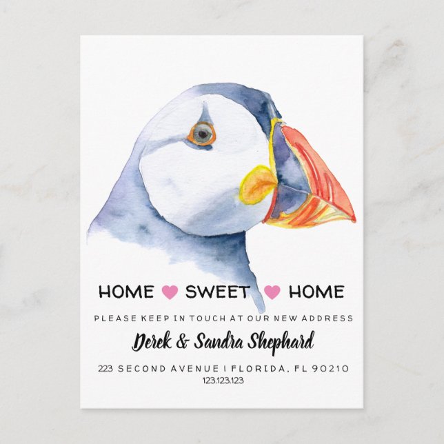 Postal De Anuncios Change of address we have moved puffin (Anverso)