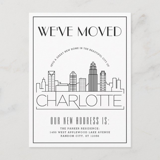 Postal De Anuncios Charlotte Modern Deco | Cambio de Dirección (Anverso)