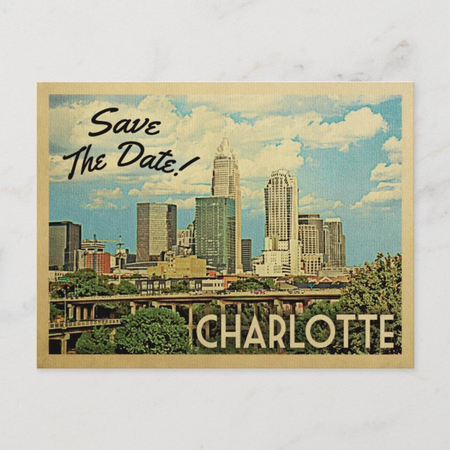Postal De Anuncios Charlotte Save The Date North Carolina (Anverso)