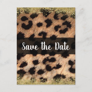 Postal De Anuncios Cheetah Leopard Animal Print Gold Save the Date