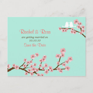 Postal De Anuncios Cherry Blossom Garden Boda Verde Rosa