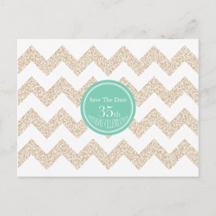Postal De Anuncios Chevron 35th Birthday Save the Date Choose Color