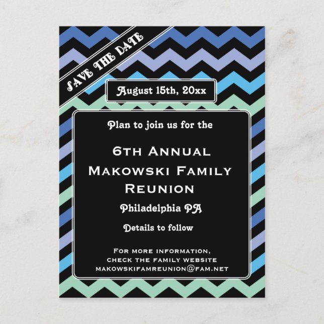 Postal De Anuncios Chevron Diseño-Reunión, Evento, Fiesta Guardar la  (Anverso)