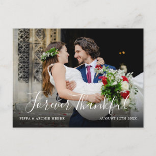 Postal De Anuncios Chic escritura foto de boda moderna simple gracias