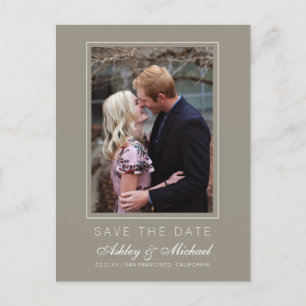 Postal De Anuncios Chic Gray Save the Date Foto de Compromiso