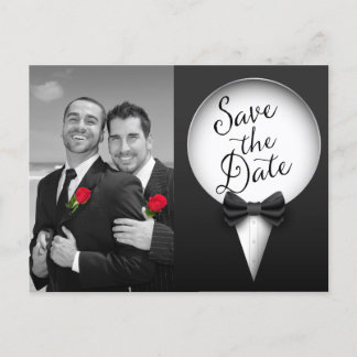 Postal De Anuncios Chic Moderno Elegante Foto de Esmoquin Gay Save th