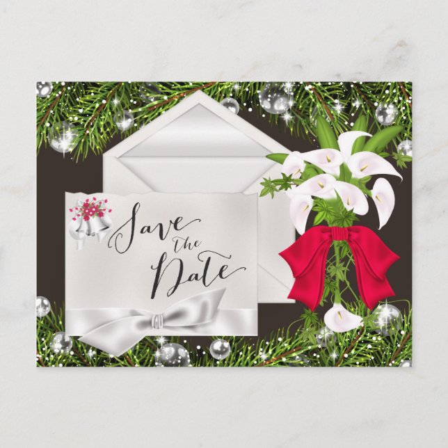 Postal De Anuncios Chic Navidad Guardar la Fecha (Anverso)