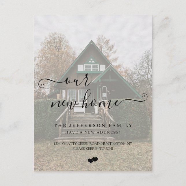 Postal De Anuncios Chic Nos Hemos Mudado Efecto Falso Vellum Foto Mud (Anverso)