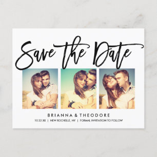 Postal De Anuncios Chic Save The Date con foto collage y letras a man