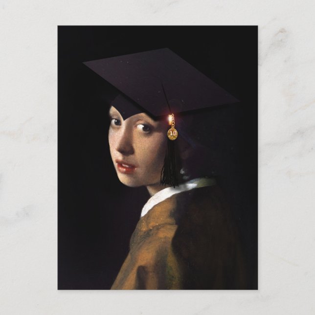 Postal De Anuncios Chica con el Gorra de Graduación (Anverso)