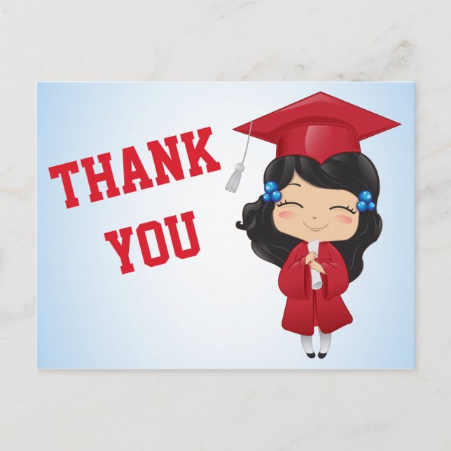 Postal De Anuncios Chica de Graduación en ROJO (Anverso)