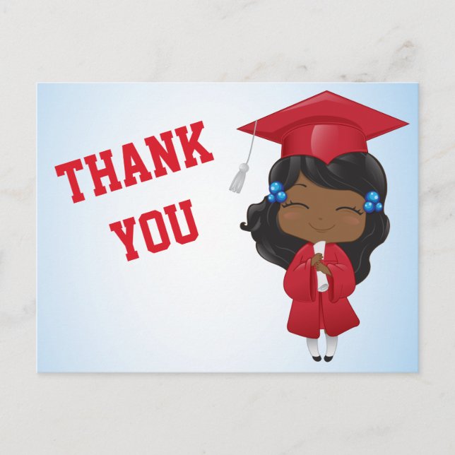 Postal De Anuncios Chica de Graduación en ROJO (Anverso)
