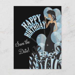 Postal De Anuncios Chica Feliz Cumpleaños Diva Nombre DIY Aqua